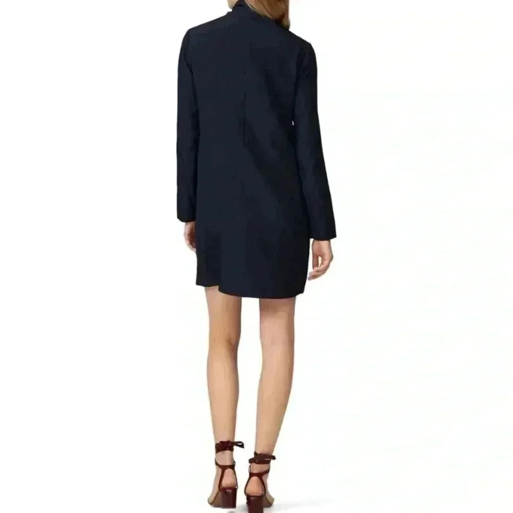Tibi New Silk Crepe Tie Neck Mini Dress Size 6 Cocktail Party 70s Retro Office